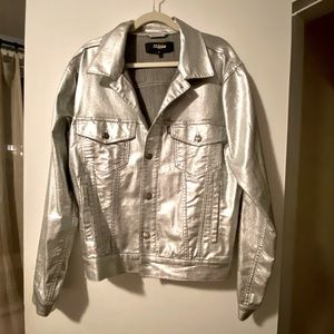 Metallic silver jacket for men